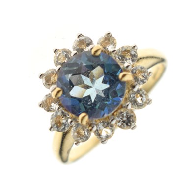 Lot 19 - 'Mystic topaz' coloured stone and white stone 9ct gold dress ring