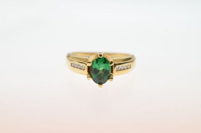Lot 60 - 18ct gold, Kenyan Tsavorite (0.9ct) and diamond ring