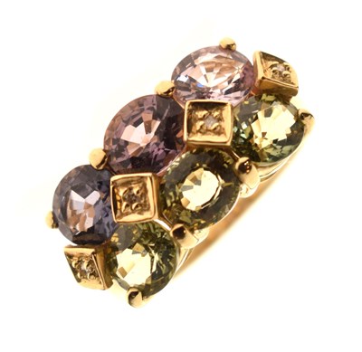 Lot 40 - Gem-set and diamond 9ct gold dress ring