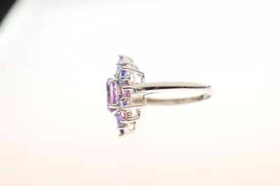 Lot 66 - Purple and pink multi-stone cluster 9ct white gold ring