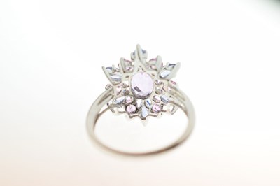 Lot 66 - Purple and pink multi-stone cluster 9ct white gold ring