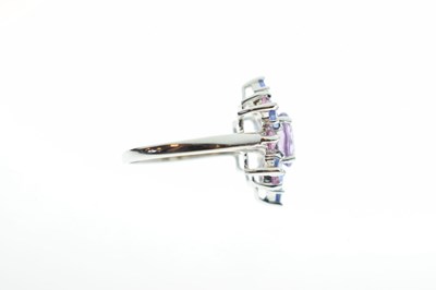 Lot 66 - Purple and pink multi-stone cluster 9ct white gold ring
