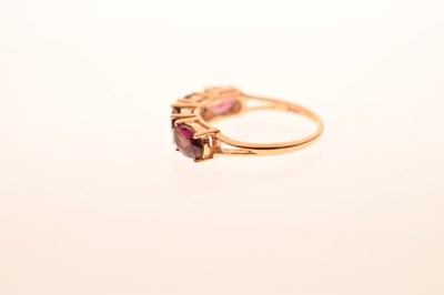 Lot 68 - Pink four-stone 14ct gold dress ring