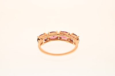 Lot 68 - Pink four-stone 14ct gold dress ring
