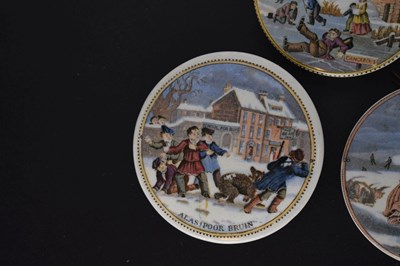 Lot 476 - Three 19th century Pratt ware pot lids Dangerous Skating, Alas Poor Bruin, and Dutch Winter Scene