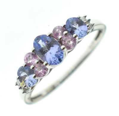 Lot 73 - Pink and purple gemstone 9ct white gold ring