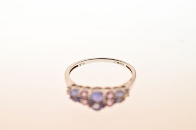 Lot 73 - Pink and purple gemstone 9ct white gold ring