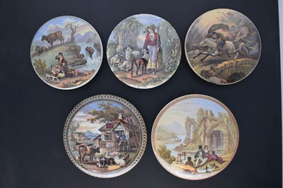 Lot 479 - Five 19th century Pratt ware pot lids The Red Bull Inn, The Waterfall, Tam O'Shanter, etc