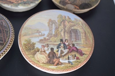 Lot 479 - Five 19th century Pratt ware pot lids The Red Bull Inn, The Waterfall, Tam O'Shanter, etc