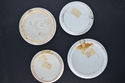 Lot 480 - Four 19th century Pratt ware pot lids featuring Continental scenes