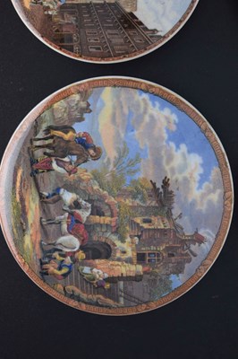 Lot 480 - Four 19th century Pratt ware pot lids featuring Continental scenes