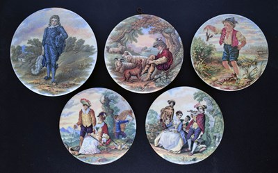 Lot 484 - Five 19th century Pratt ware pot lids Fair Sportswoman, Injury, etc