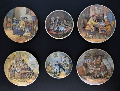 Lot 486 - Six 19th century Pratt ware pot lids The Battle of the Nile, A Pair, Hide and Seek, etc