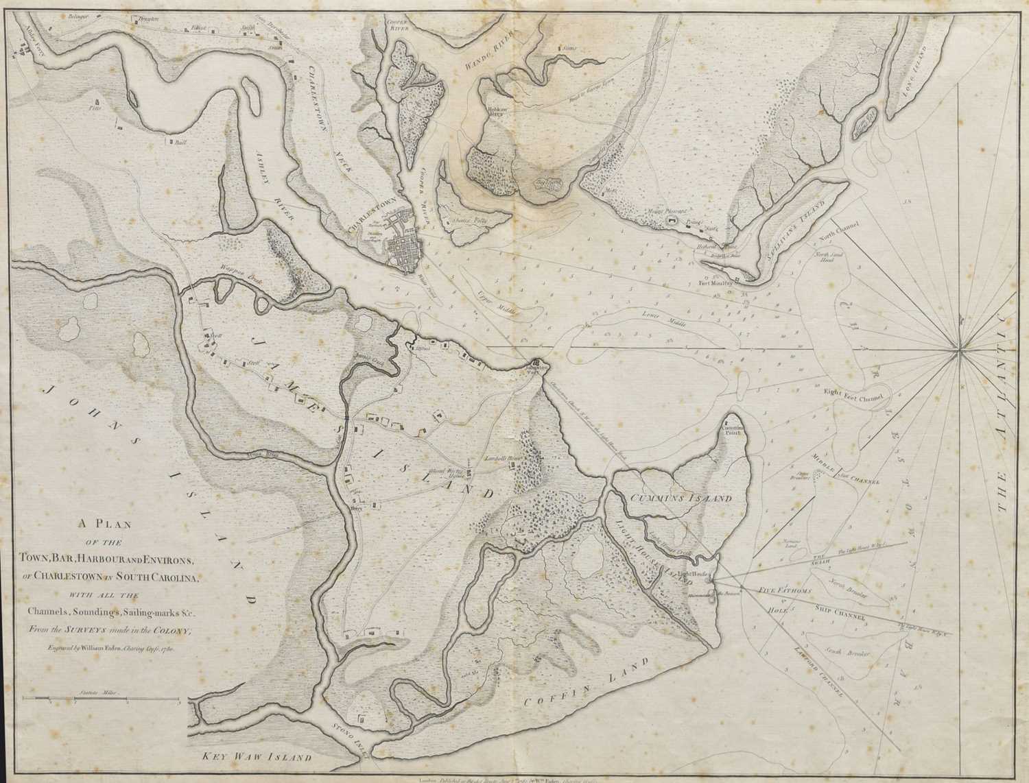 Lot 289 - American Interest - William Faden, (1749-1836) - Plan of Charlestown South Carolina, 1780