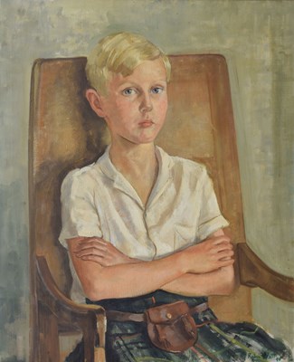 Lot 339 - Henry Robertson ('Robin') Watt - Oil on canvas – Portrait of Ian Malcolm Alexander Stewart