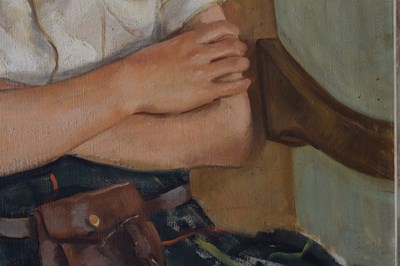 Lot 339 - Henry Robertson ('Robin') Watt - Oil on canvas – Portrait of Ian Malcolm Alexander Stewart