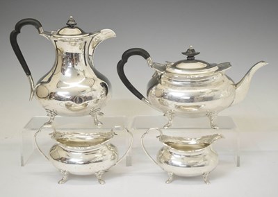 Lot 281 - George V silver four-piece tea set