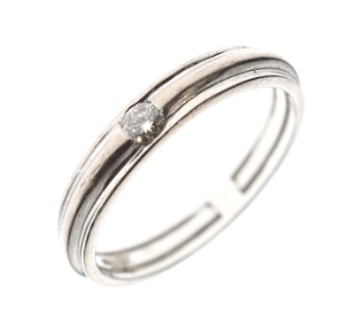 Lot 97 - Diamond set white gold wedding band, stamped '585'