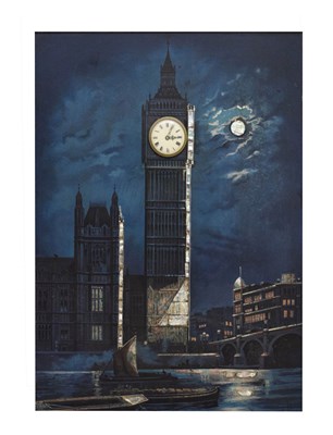 Lot 568 - Picture clock of the Elizabeth Tower, Houses of Parliament, Palace of Westminster