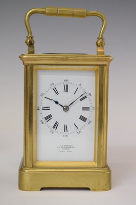Lot 440 - J. W. Benson (retailer) - Brass cased two train carriage clock