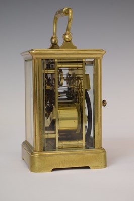 Lot 440 - J. W. Benson (retailer) - Brass cased two train carriage clock