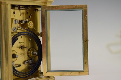 Lot 440 - J. W. Benson (retailer) - Brass cased two train carriage clock