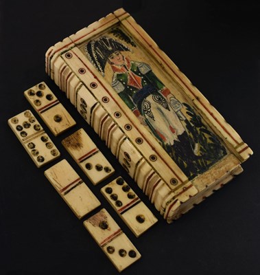 Lot 175 - Napoleonic Prisoner of War manufactured bone dominoes set