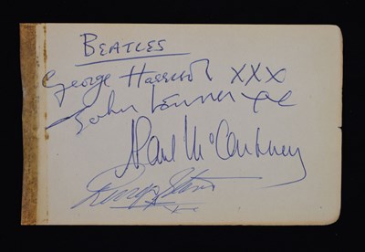 Lot 197 - A set of Beatles autographs on a single page with autograph album