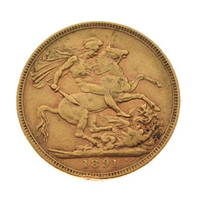 Lot 286 - Queen Victoria gold sovereign, 1891