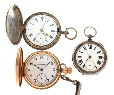 Lot 240 - Late Victorian silver cased full hunter pocket watch and two other pocket watches