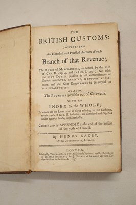 Lot 386 - Henry Saxby - 'The British Customs', London 1757, from the library of Anthony Merry (1756-1835)