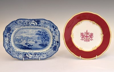 Lot 202 - 19th century Copeland Spode porcelain armorial plate and a Pearlware plate