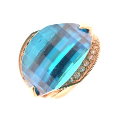 Lot 11 - Blue zircon 14ct gold cocktail ring