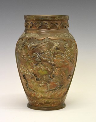 Lot 443 - Japanese Meiji period copper alloy vase