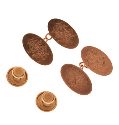 Lot 184 - Pair of 9ct rose gold cufflinks