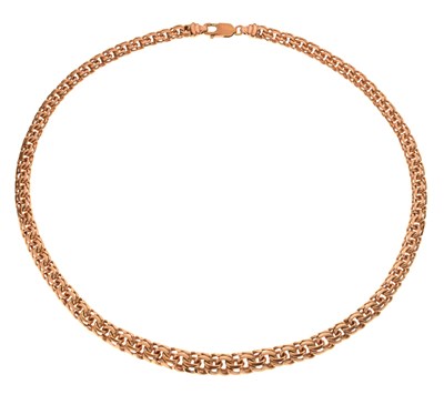 Lot 44 - 9ct rose gold byzantine style graduated necklace