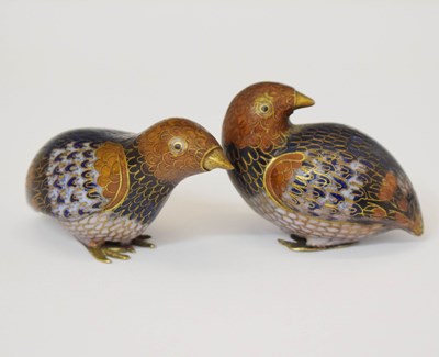 Lot 541 - Two 20th century Chinese cloisonné quails