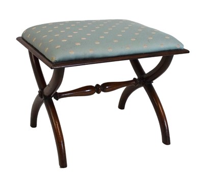 Lot 616 - Victorian X-frame stool upholstered