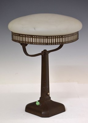 Lot 167 - Jugendstil bronzed metal and glass table lamp, circa 1920