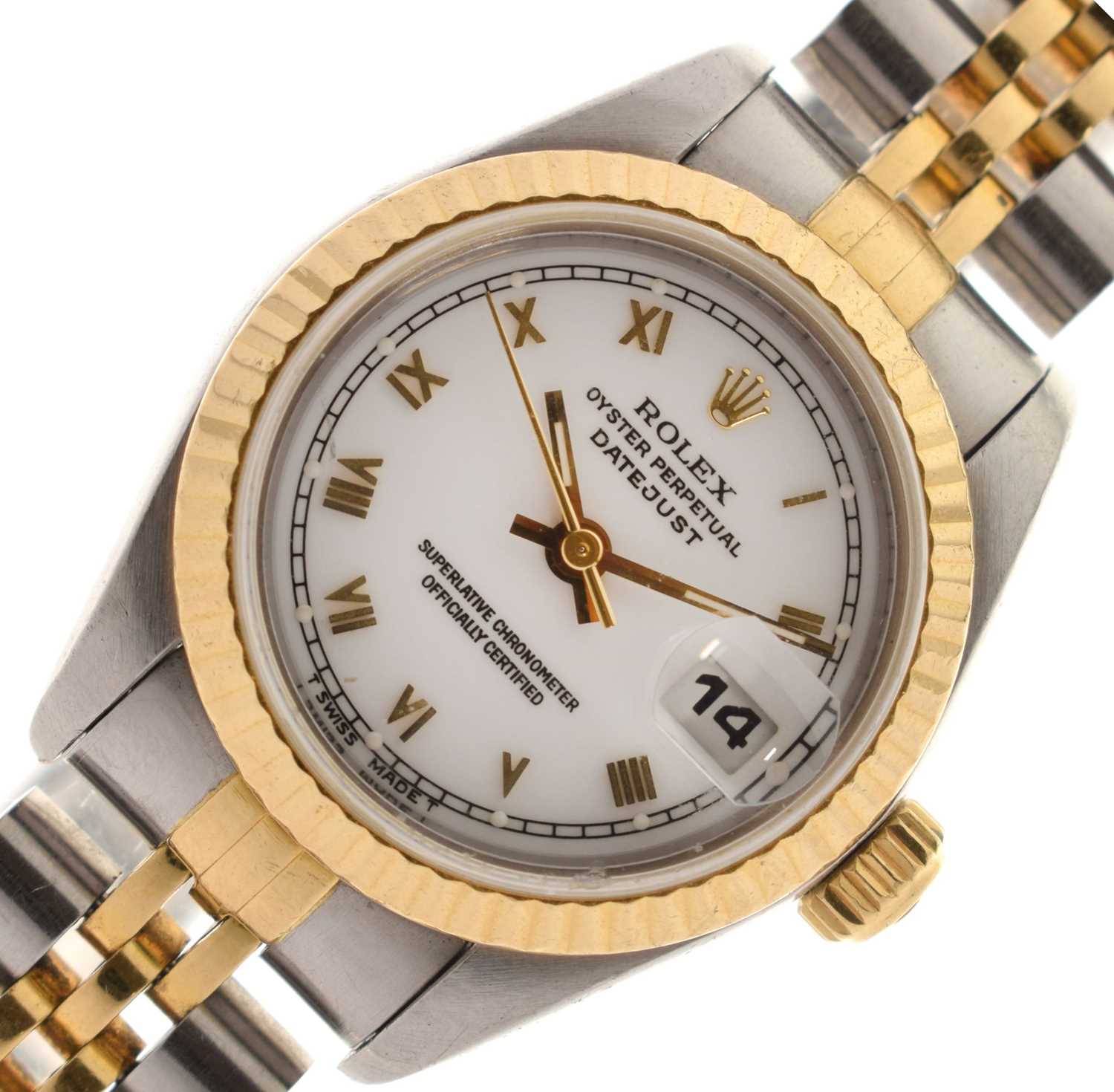 Lot 77 - Rolex - Lady's Datejust, bi-colour bracelet watch