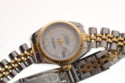 Lot 77 - Rolex - Lady's Datejust, bi-colour bracelet watch