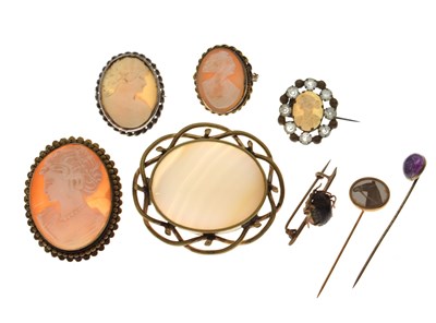 Lot 207 - Small group of cameo brooches etc