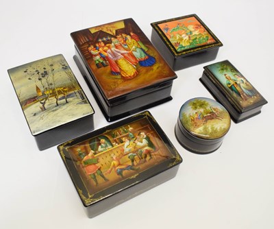 Lot 355 - Six Russian lacquer boxes