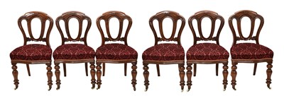 Lot 630 - Set of six Victorian mahogany balloon back dining chairs