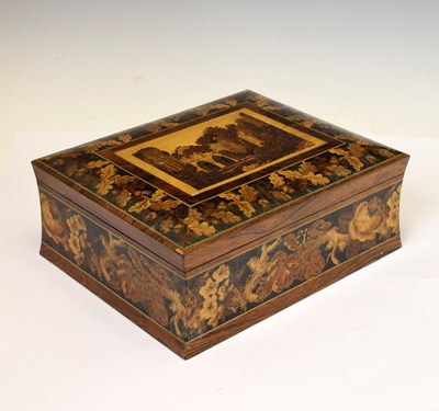 Lot 176 - Victorian Tunbridgeware box with view of Bayham Old Abbey