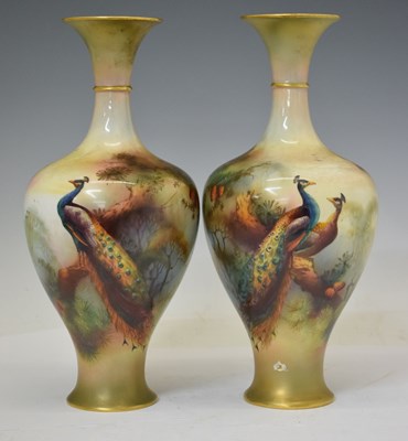 Lot 409 - Royal Worcester - Pair of porcelain baluster vases