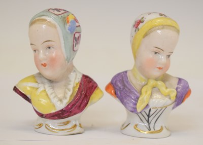 Lot 454 - Pair of late 19th or early 20th century Continental porcelain miniature busts