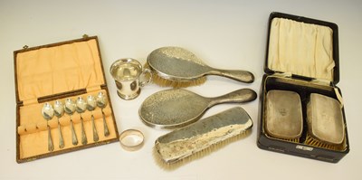 Lot 260 - Assorted silver dressing table requisites