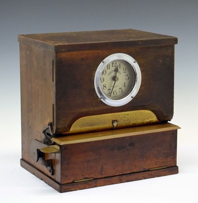 Lot 392 - Oak-cased clocking-in clock