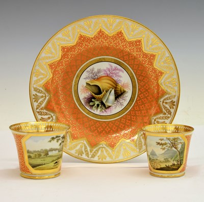 Lot 201 - Chamberlain’s Worcester plate, circa 1815, together with two teacups